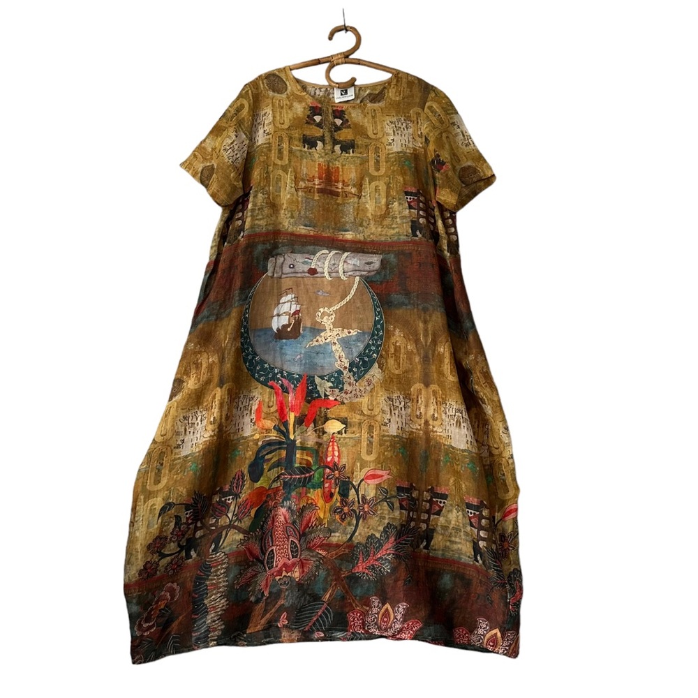 Vicky and Lucas | Printed Short Sleeve‎ Maxi Dress